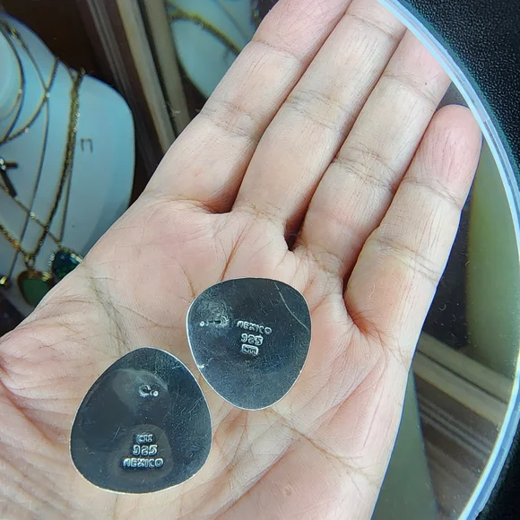 Silver and Multicolor Geometric Earrings - Picture 2 of 4